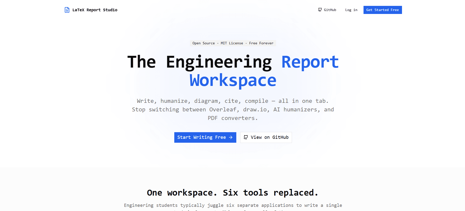 LaTeX Report Studio screenshot