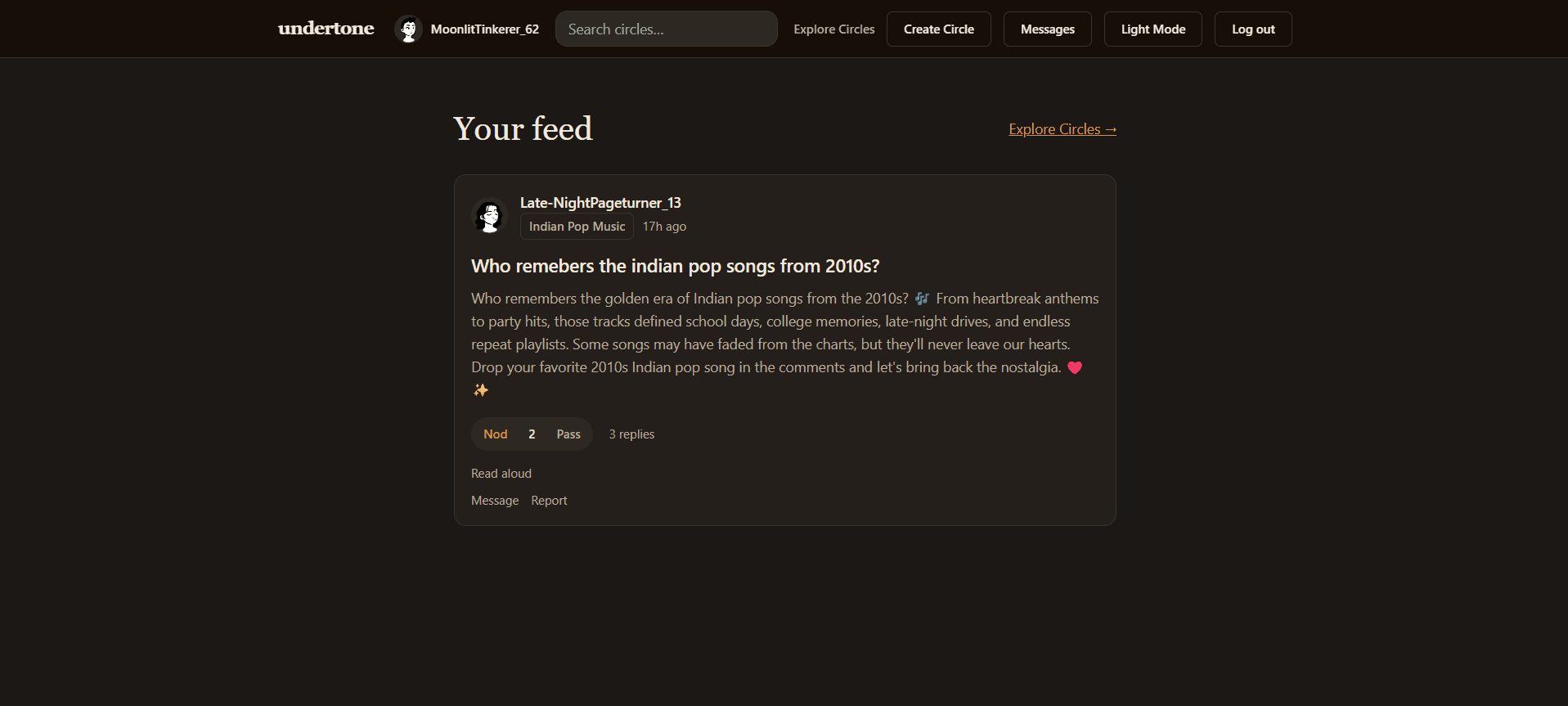 Undertone — Privacy-First Social Platform screenshot