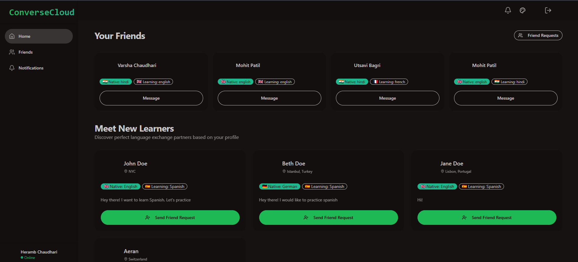 ConverseCloud — Home / Discover Users