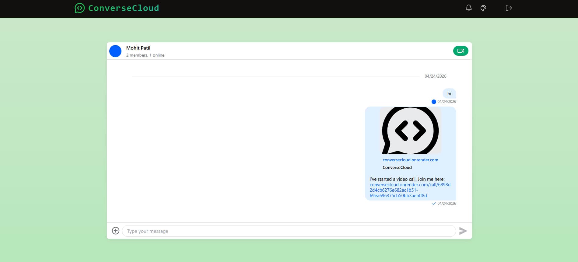 ConverseCloud — Real-Time Chat Interface