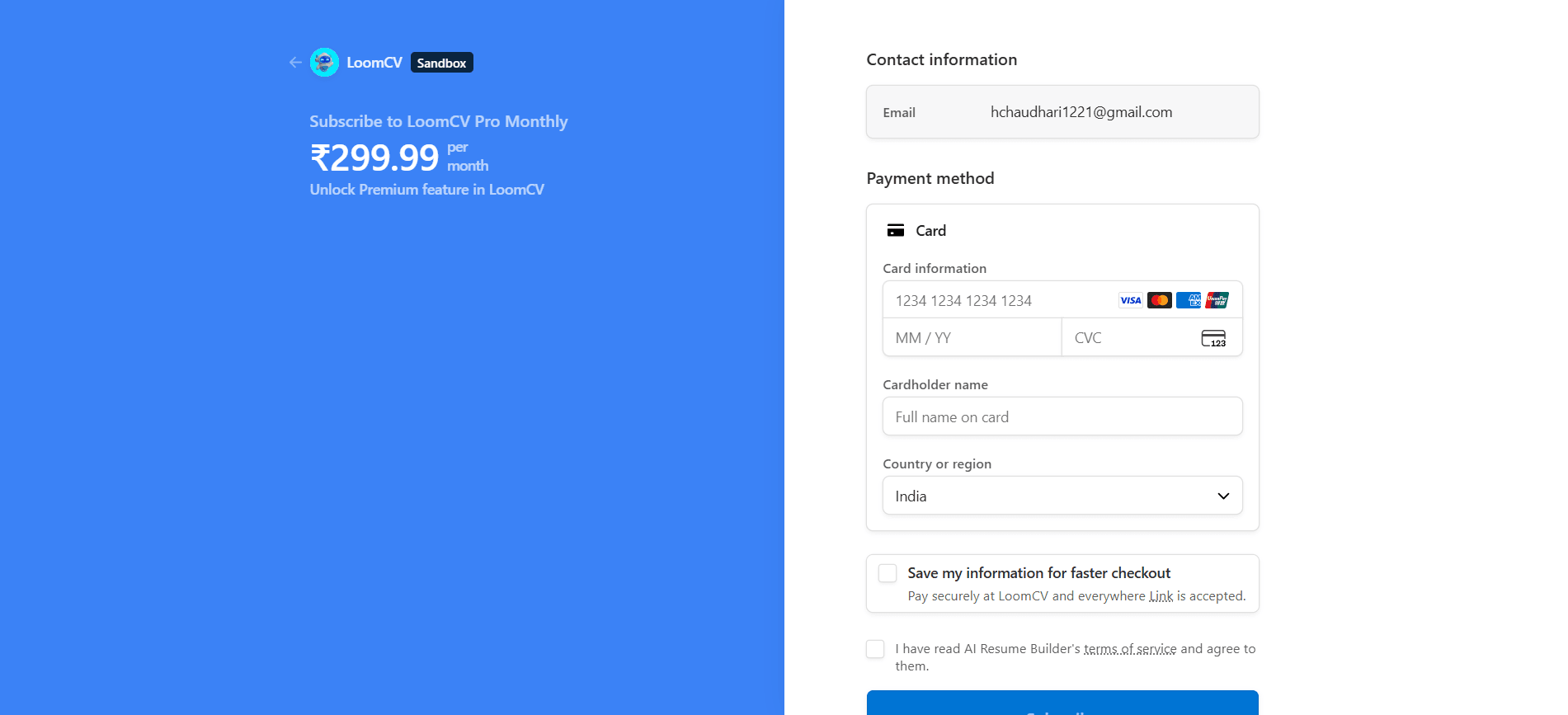 LoomCV — Billing Dashboard