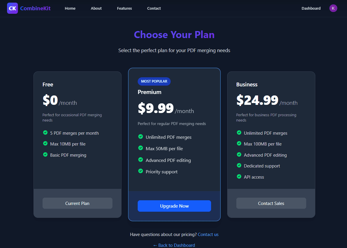 CombineKit — Pricing Page