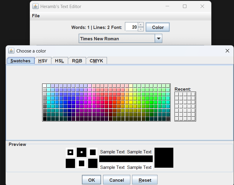 Desktop Text Editor Java — Font Customization