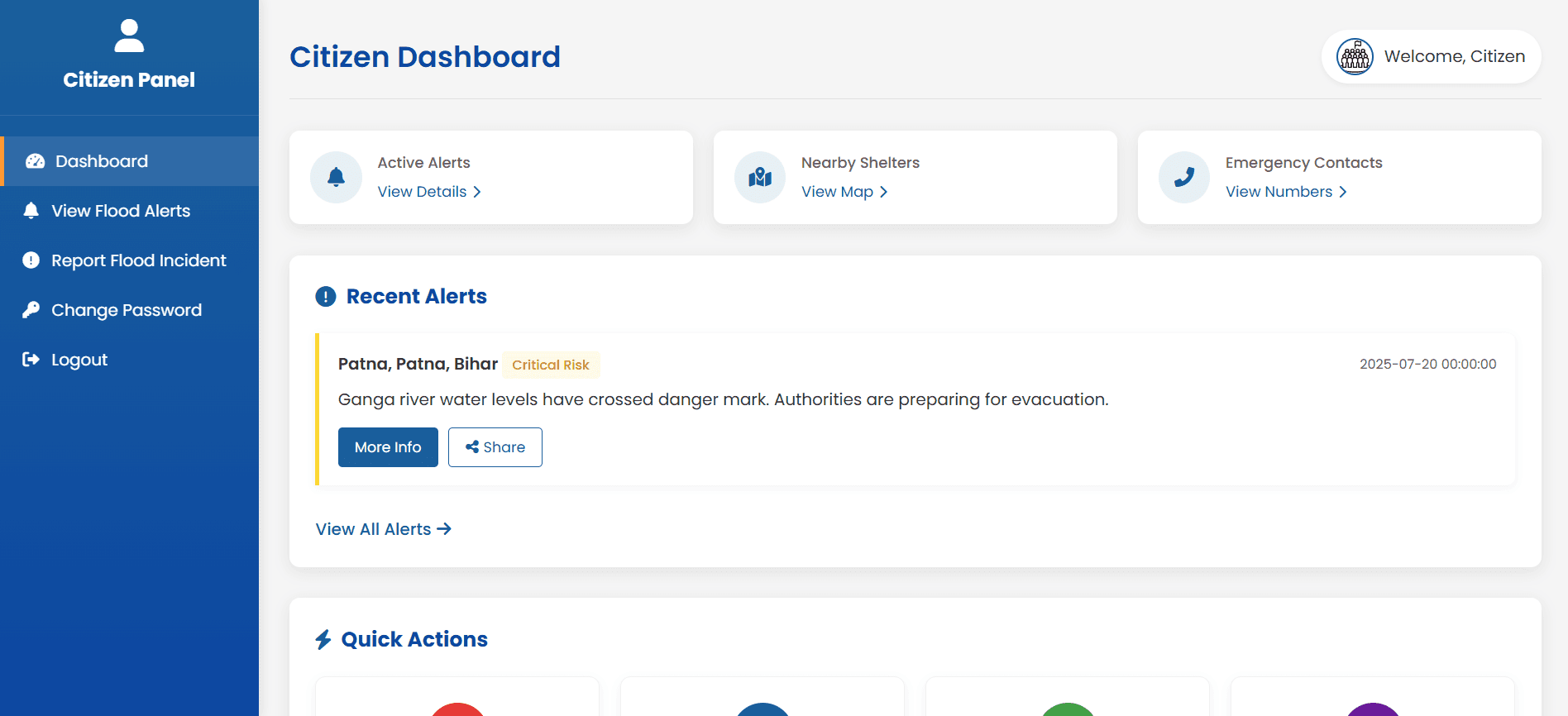 FloodAlert India — Citizen Dashboard