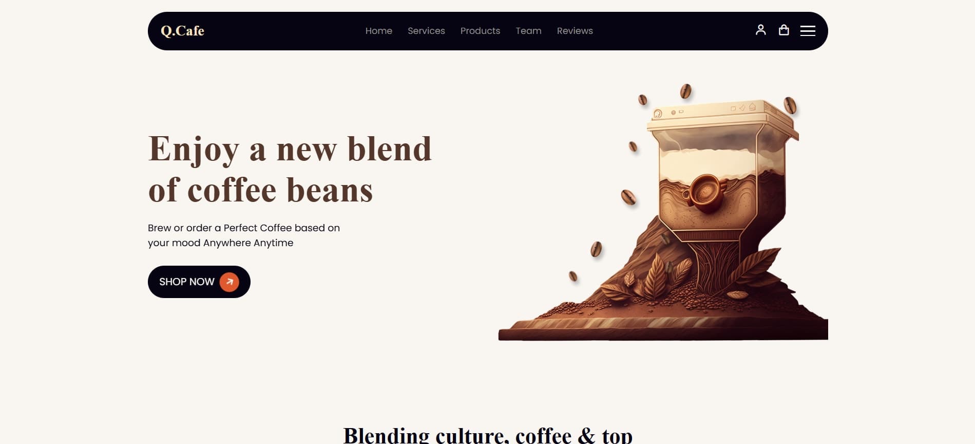 Q.Cafe — Coffee Shop Landing Page screenshot