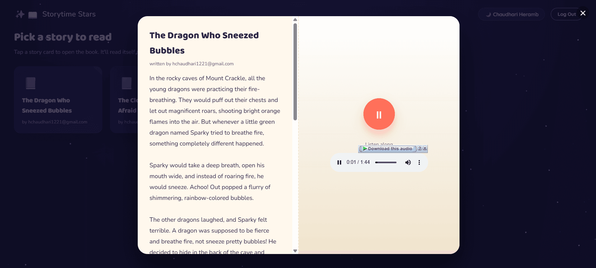 Storytime Stars — Kids Storytelling App — Interactive Book Reader