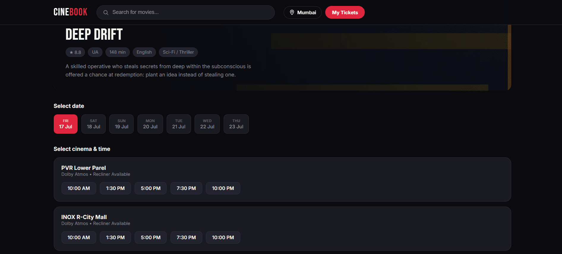CineBook — Movie Ticket Booking Platform — Movie Catalogue