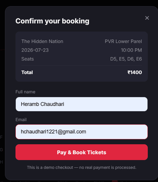 CineBook — Movie Ticket Booking Platform — Booking Confirmation